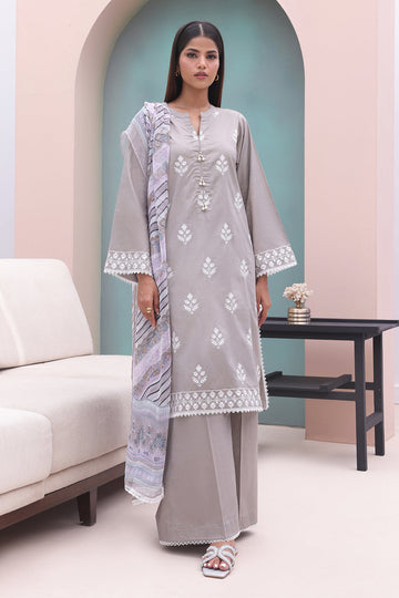 Zellbury | Unstitched 3 Piece Cambric | Embroidered Shirt Shalwar Dupatta - 0601 - Libasekhas