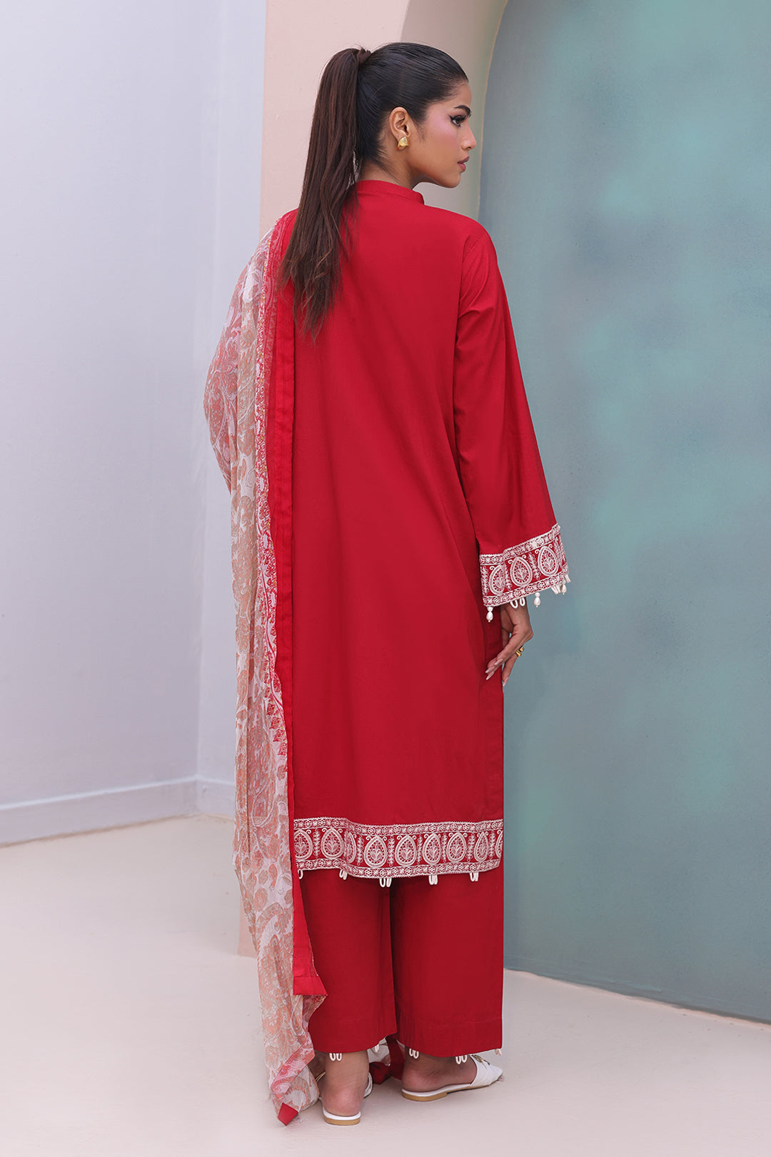 Zellbury | Unstitched 3 Piece Cambric | Embroidered Shirt Shalwar Dupatta - 0602 - House Of Zarish