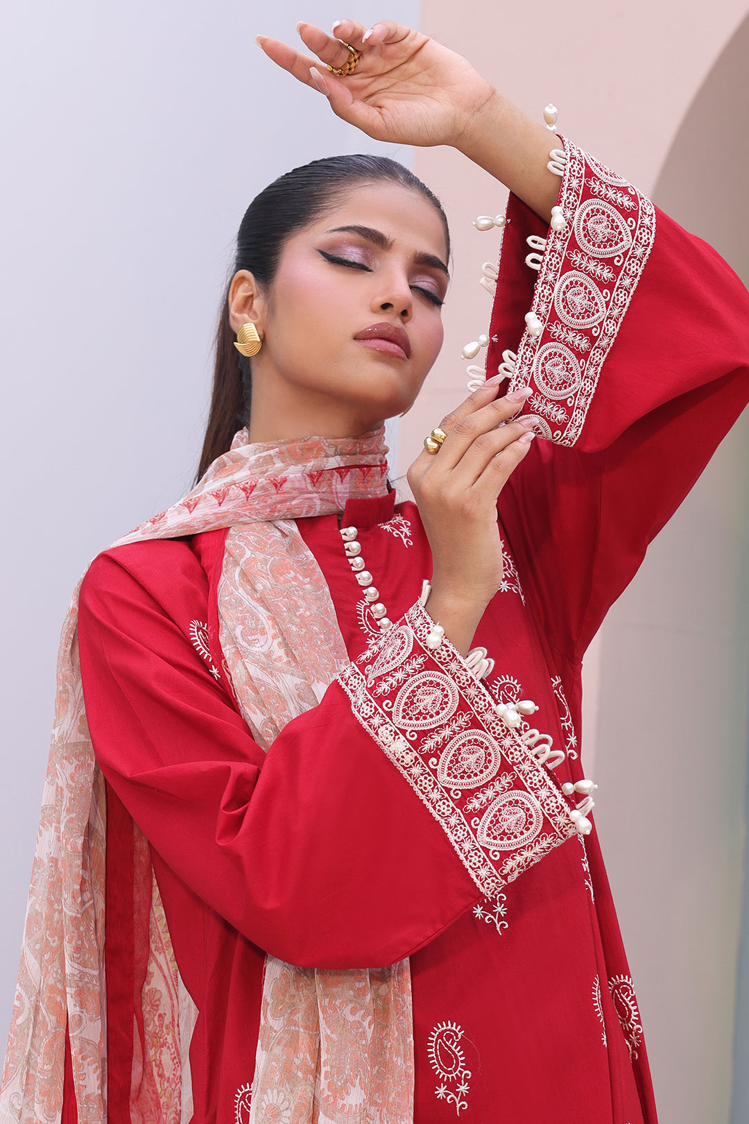 Zellbury | Unstitched 3 Piece Cambric | Embroidered Shirt Shalwar Dupatta - 0602 - House Of Zarish