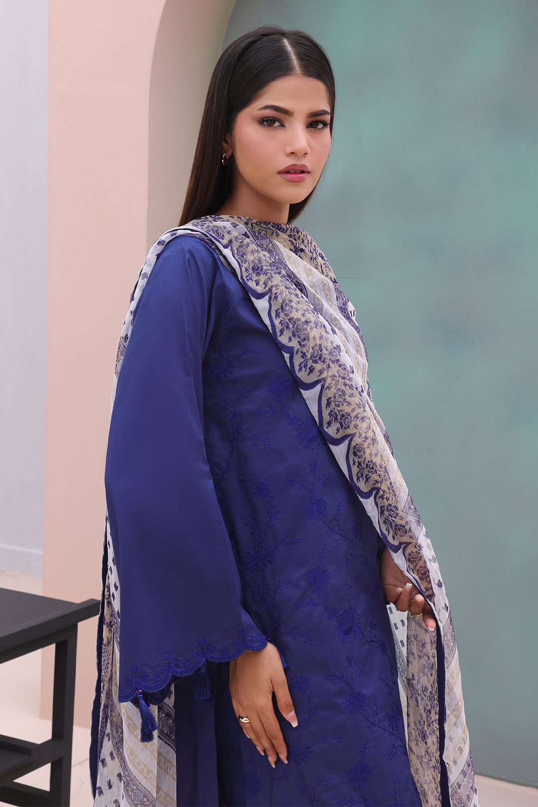 Zellbury | Unstitched 3 Piece Cambric | Embroidered Shirt Dupatta - 0604 - Libasekhas