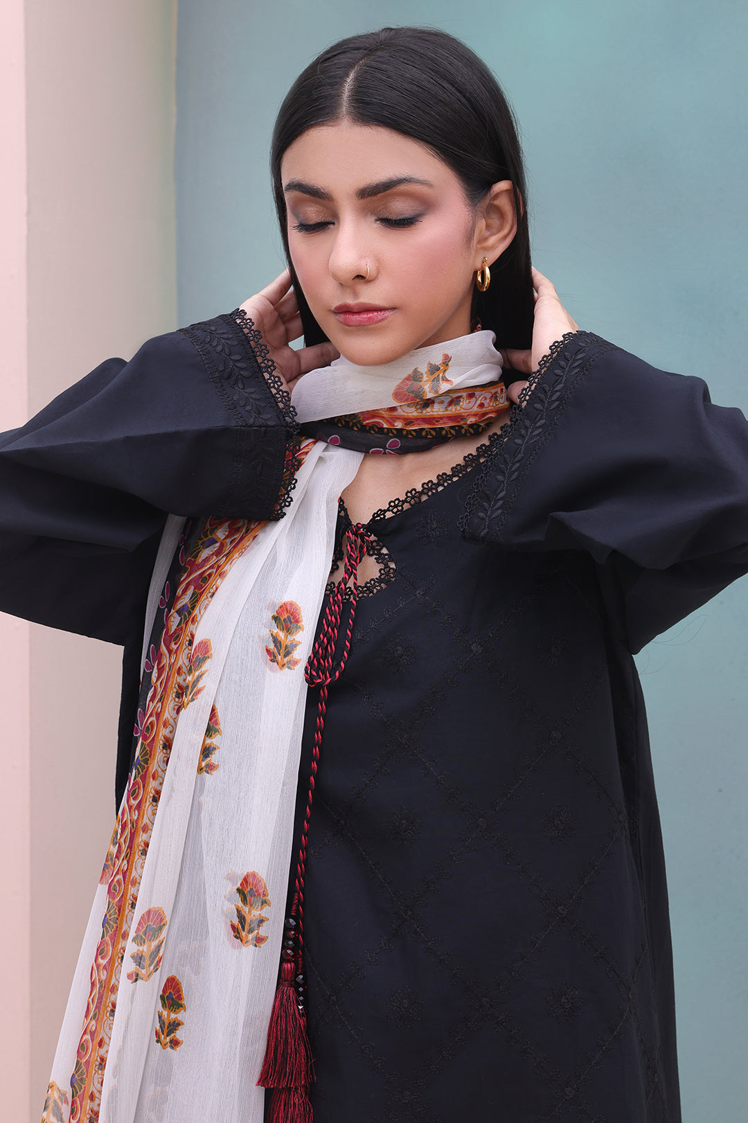 Zellbury | Unstitched 3 Piece Cambric | Embroidered Shirt Shalwar Dupatta - 0605 - Libasekhas