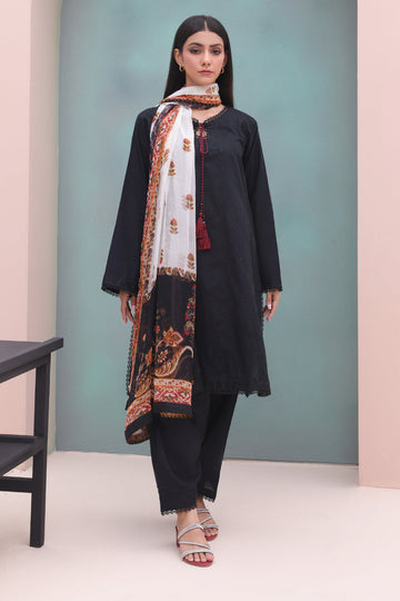 Zellbury | Unstitched 3 Piece Cambric | Embroidered Shirt Shalwar Dupatta - 0605 - Libasekhas