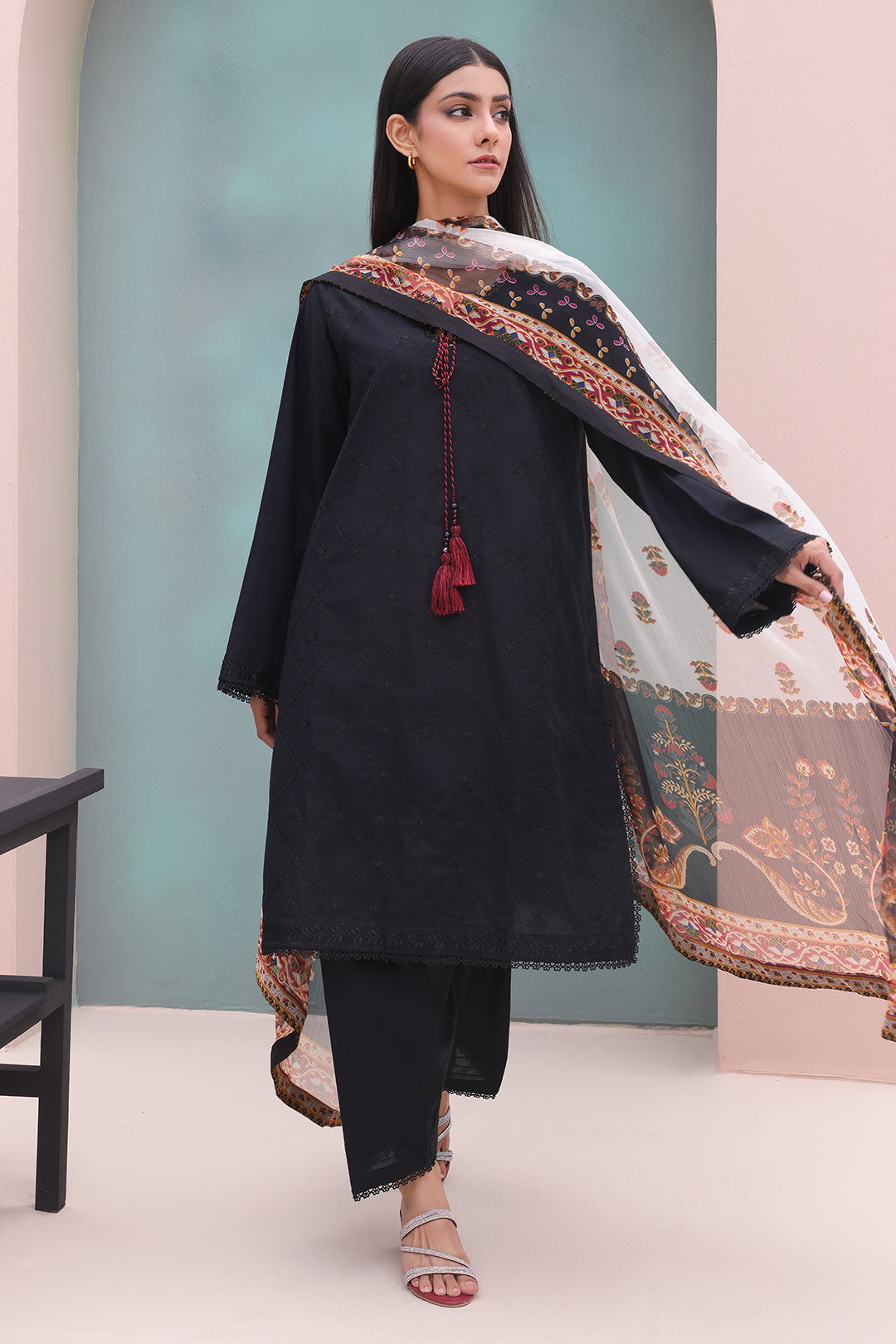 Zellbury | Unstitched 3 Piece Cambric | Embroidered Shirt Shalwar Dupatta - 0605 - House Of Zarish