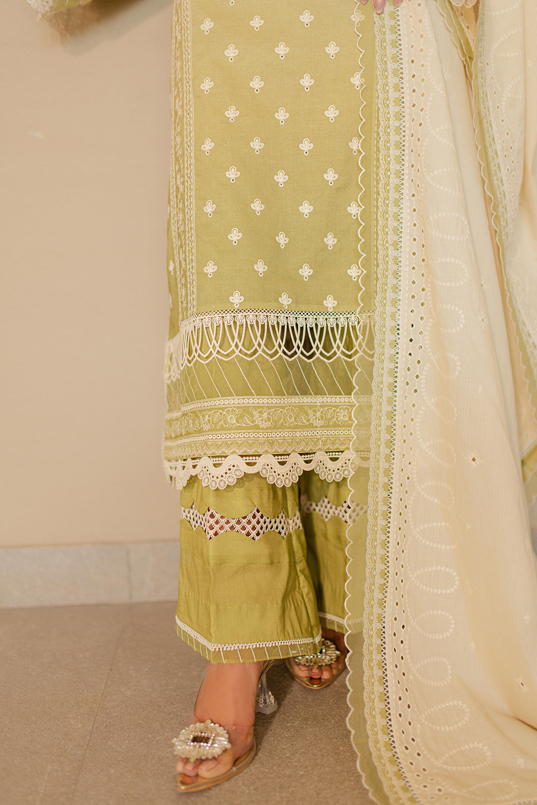 Zellbury | Unstitched 3 Piece Chikankari | Embroidered Shirt Shalwar Dupatta - 0702 - House Of Zarish