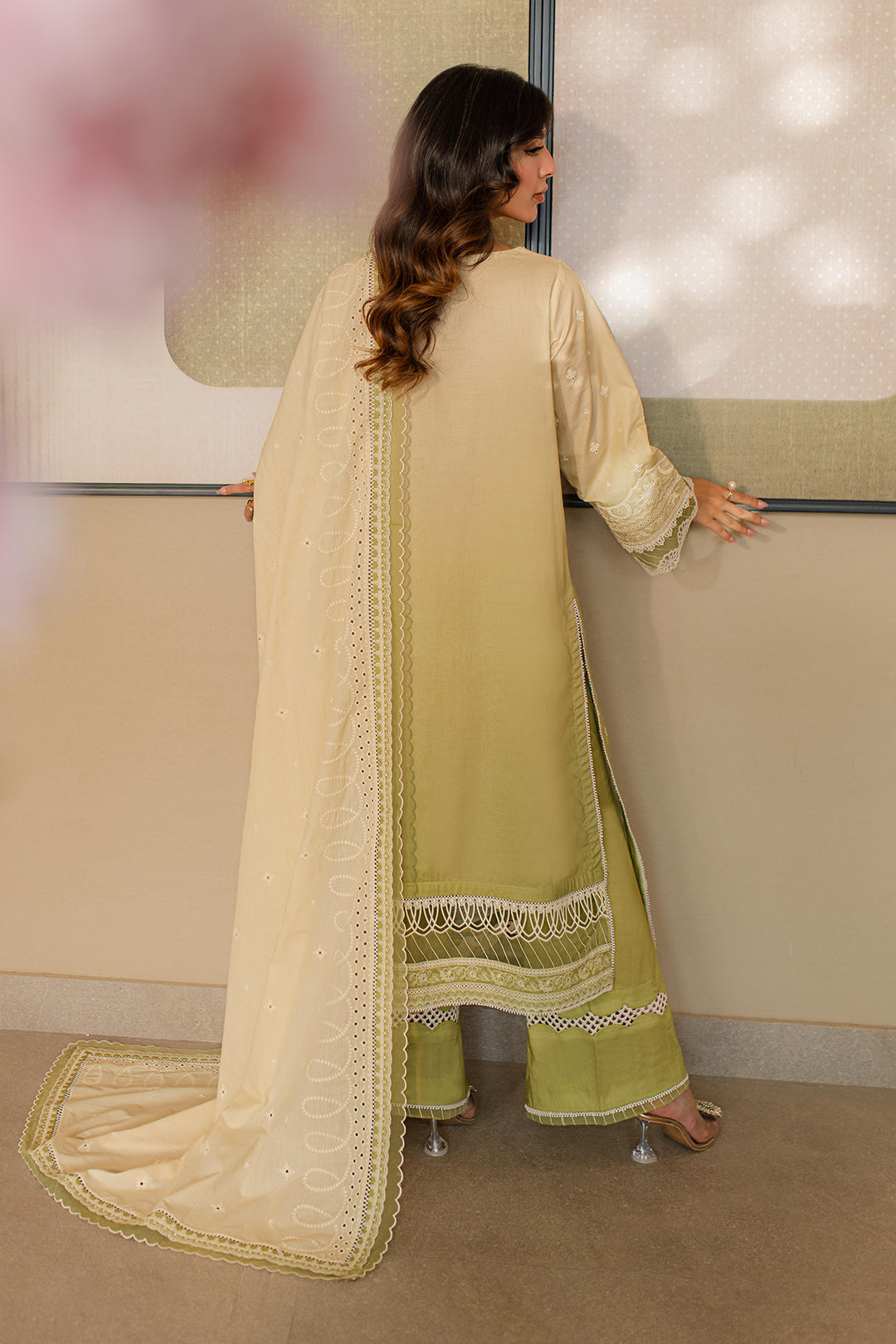 Zellbury | Unstitched 3 Piece Chikankari | Embroidered Shirt Shalwar Dupatta - 0702 - House Of Zarish
