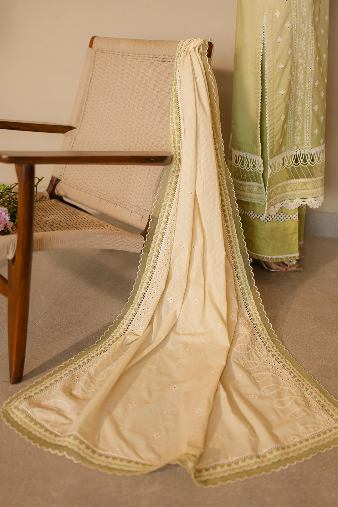 Zellbury | Unstitched 3 Piece Chikankari | Embroidered Shirt Shalwar Dupatta - 0702 - House Of Zarish