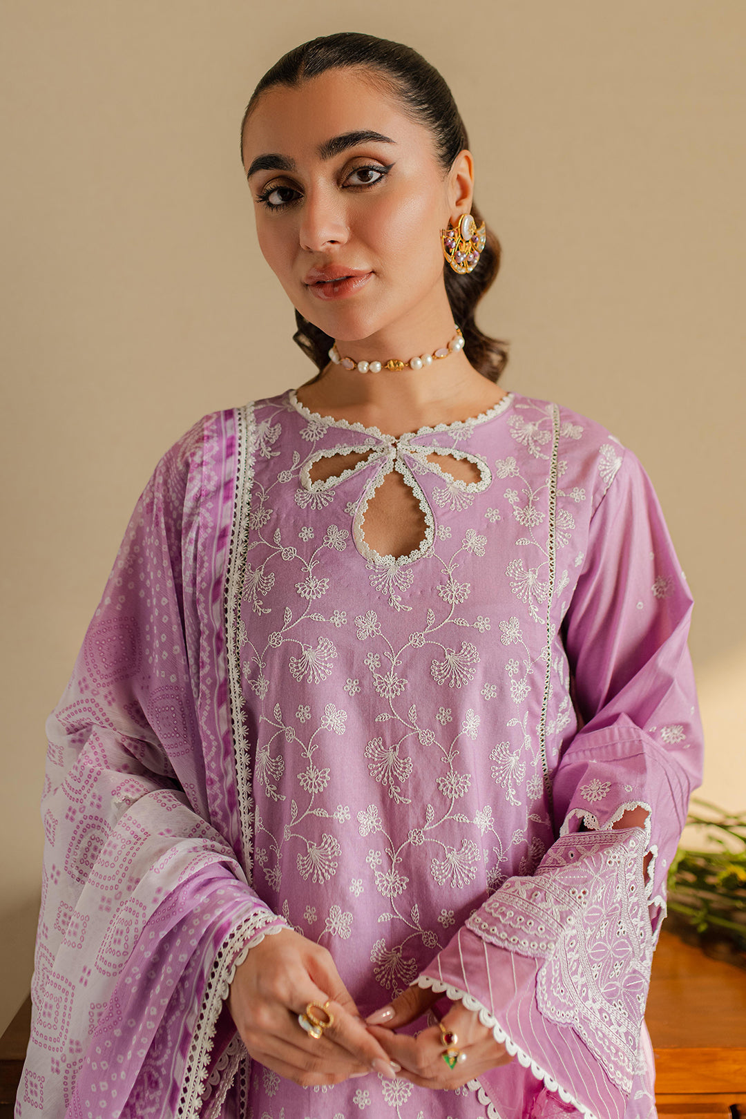 Zellbury | Unstitched 3 Piece Chikankari | Embroidered Shirt Shalwar Dupatta - 0703 - House Of Zarish