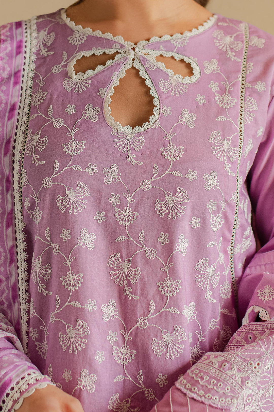 Zellbury | Unstitched 3 Piece Chikankari | Embroidered Shirt Shalwar Dupatta - 0703 - House Of Zarish