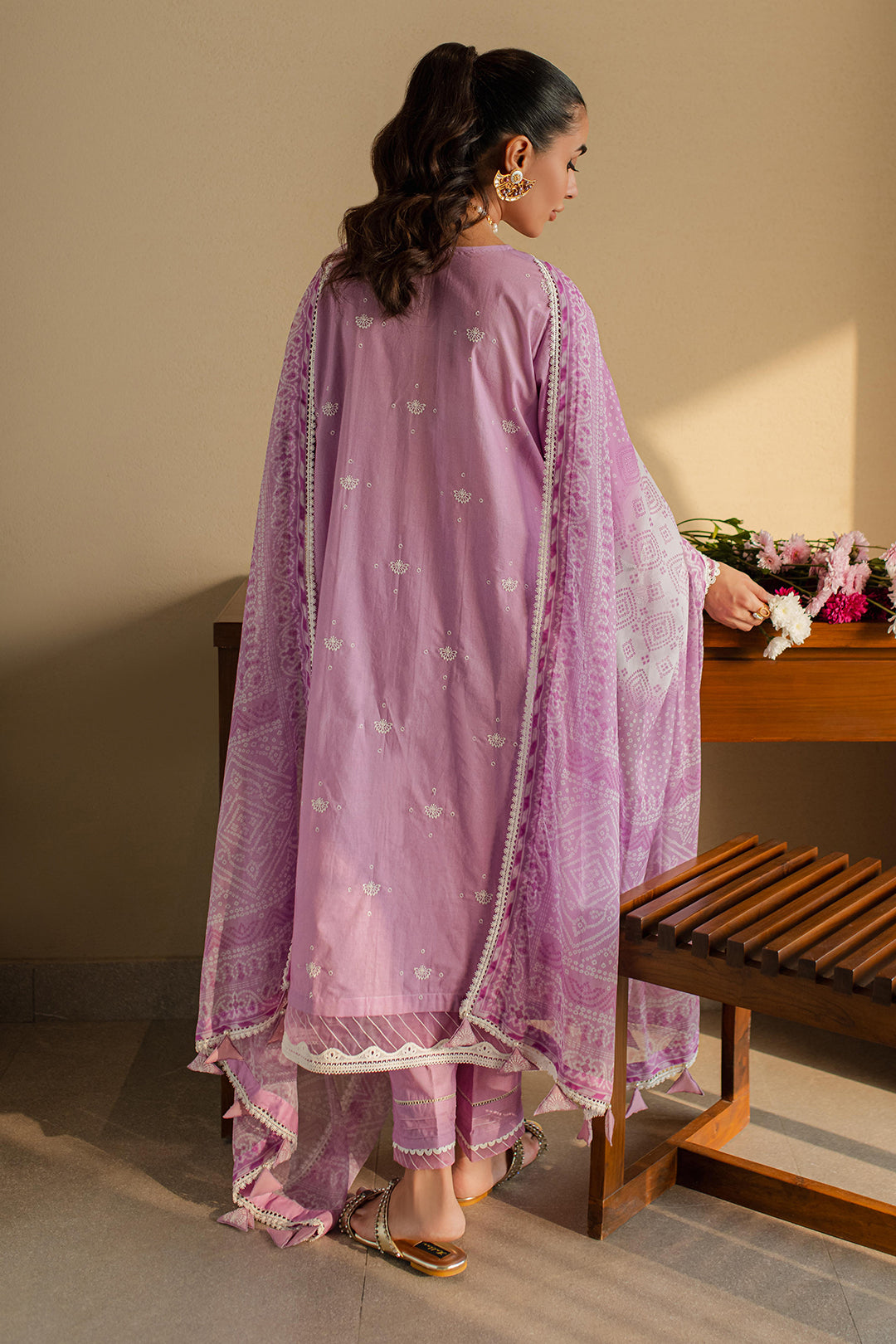 Zellbury | Unstitched 3 Piece Chikankari | Embroidered Shirt Shalwar Dupatta - 0703 - House Of Zarish