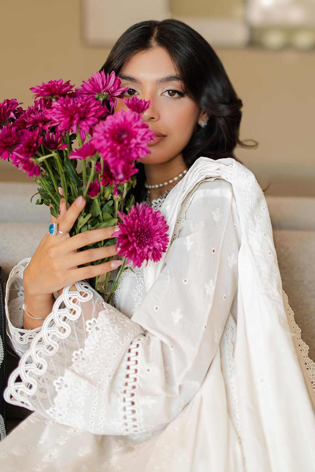 Zellbury | Unstitched 3 Piece Chikankari | Embroidered Shirt Shalwar Dupatta - 0704 - House Of Zarish