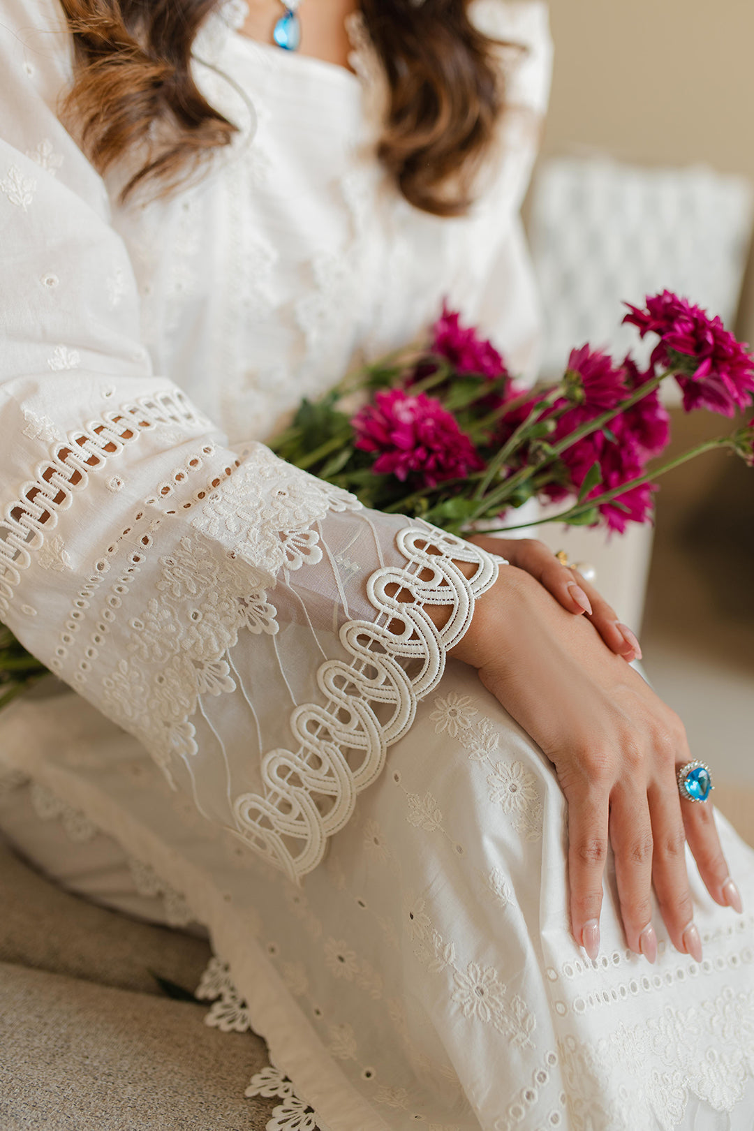 Zellbury | Unstitched 3 Piece Chikankari | Embroidered Shirt Shalwar Dupatta - 0704 - Libasekhas