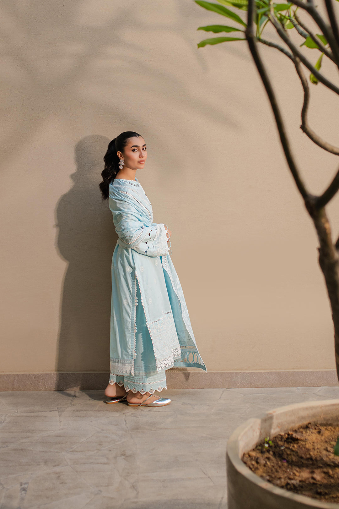Zellbury | Unstitched 3 Piece Chikankari | Embroidered Shirt Shalwar Dupatta - 0709 - House Of Zarish