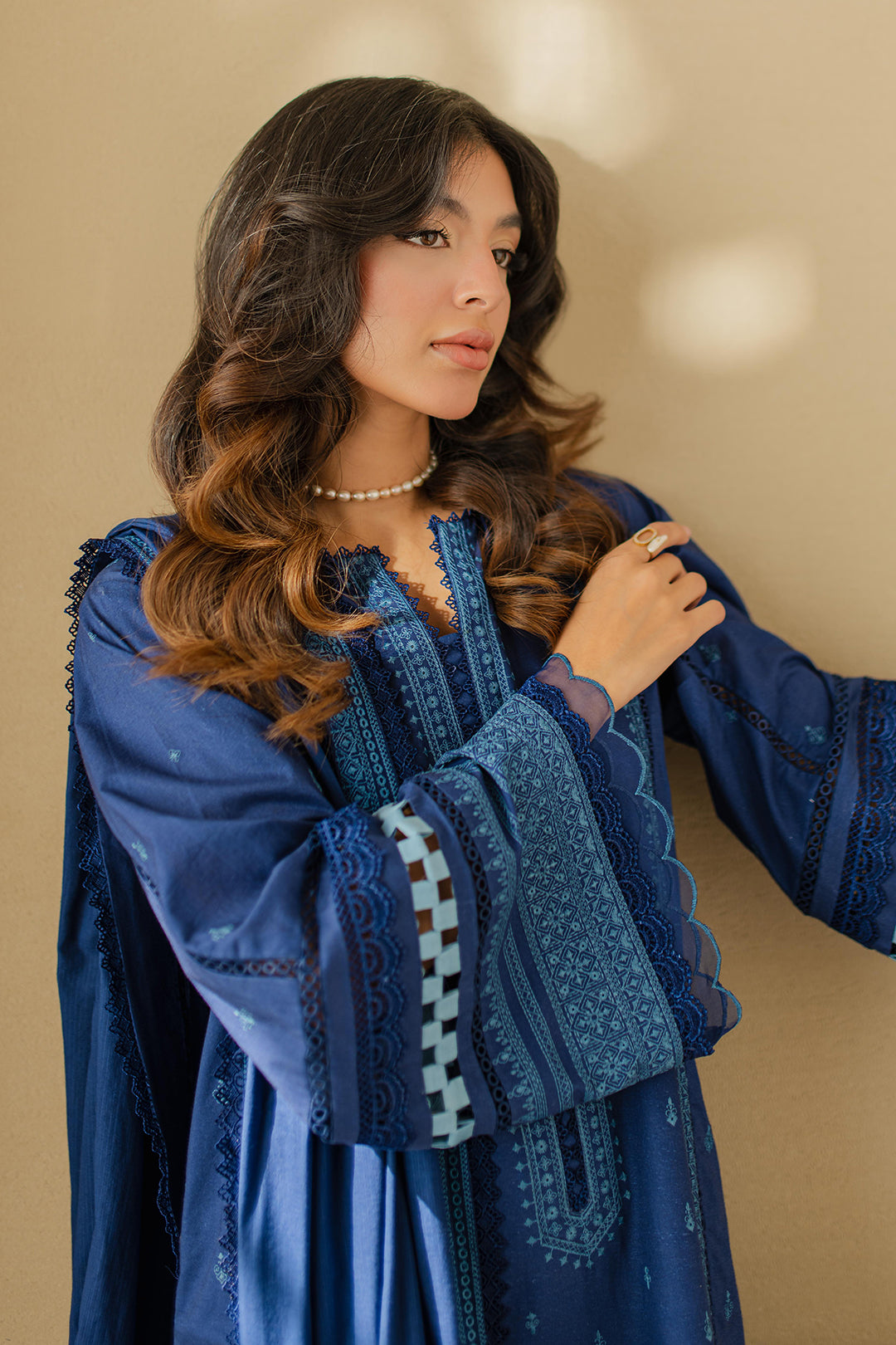 Zellbury | Unstitched 3 Piece Chikankari | Embroidered Shirt Shalwar Dupatta - 0711 - House Of Zarish