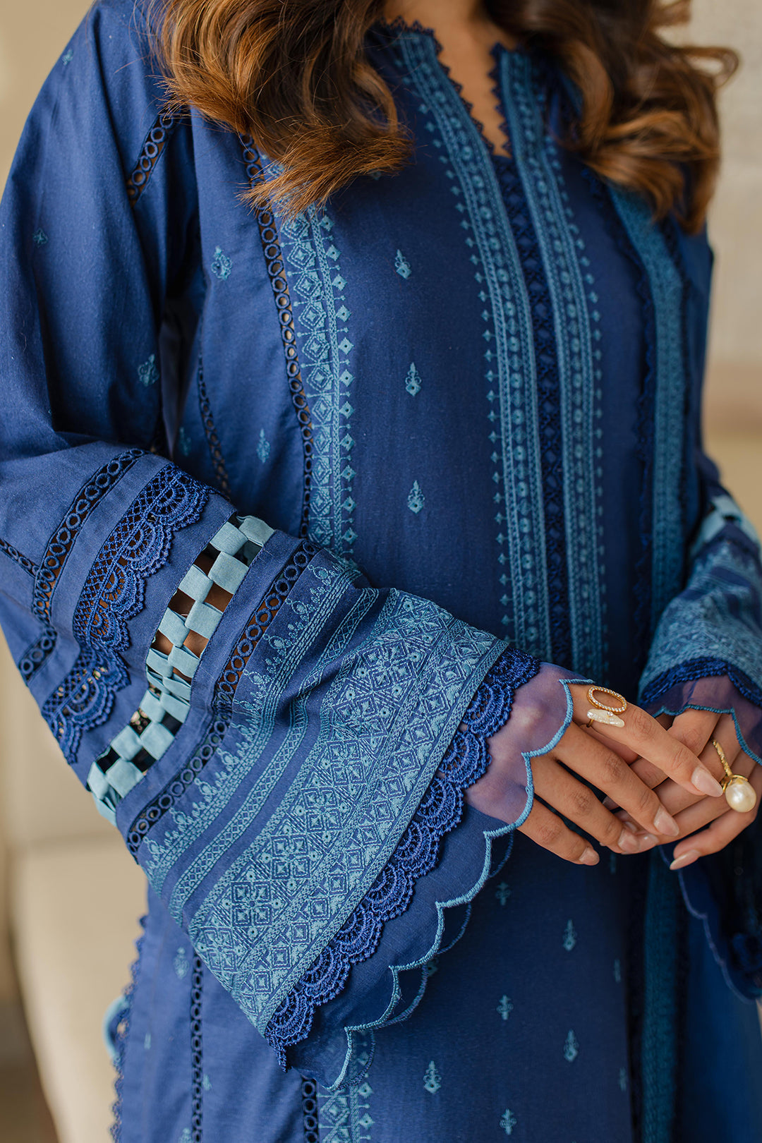 Zellbury | Unstitched 3 Piece Chikankari | Embroidered Shirt Shalwar Dupatta - 0711 - House Of Zarish