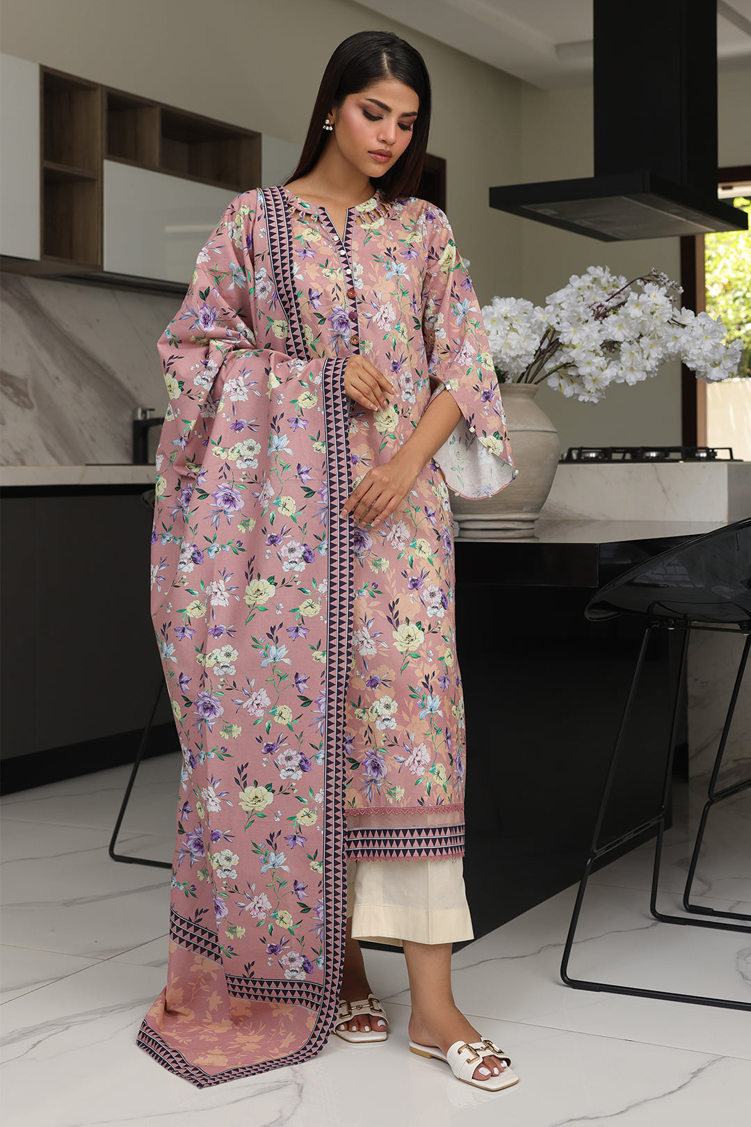 Zellbury | Unstitched 2 Piece Cambric | Shirt Dupatta - 0007 - House Of Zarish