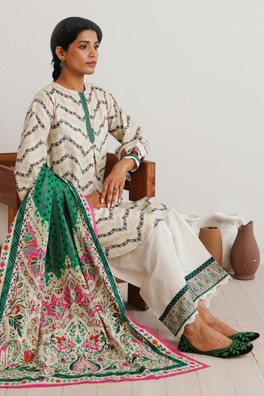 Zellbury | Unstitched 2 Piece Cambric | Shirt Dupatta - 0009 - House Of Zarish