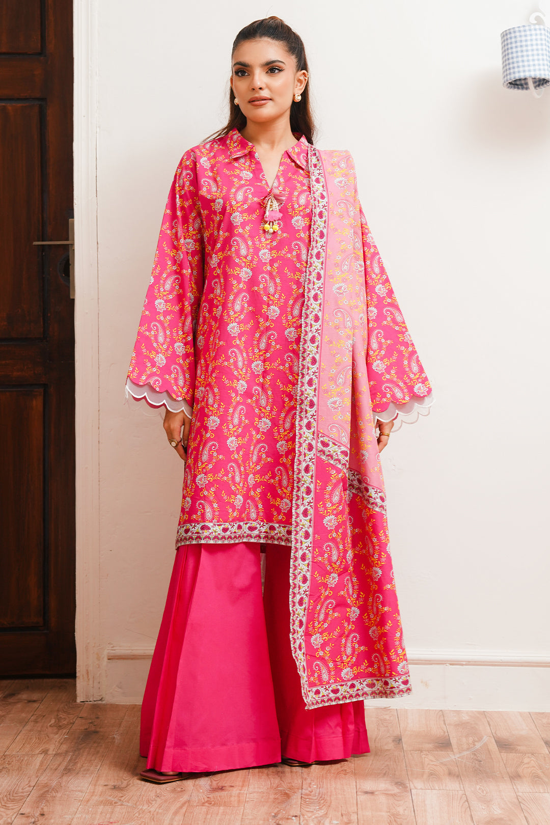 Zellbury | Unstitched 2 Piece Cambric | Shirt Dupatta - 0093 - House Of Zarish
