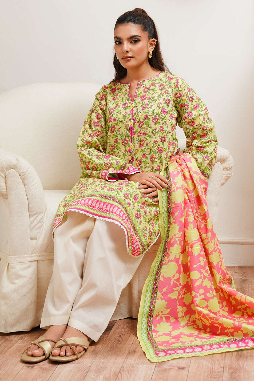 Zellbury | Unstitched 2 Piece Cambric | Shirt Dupatta - 0095 - House Of Zarish