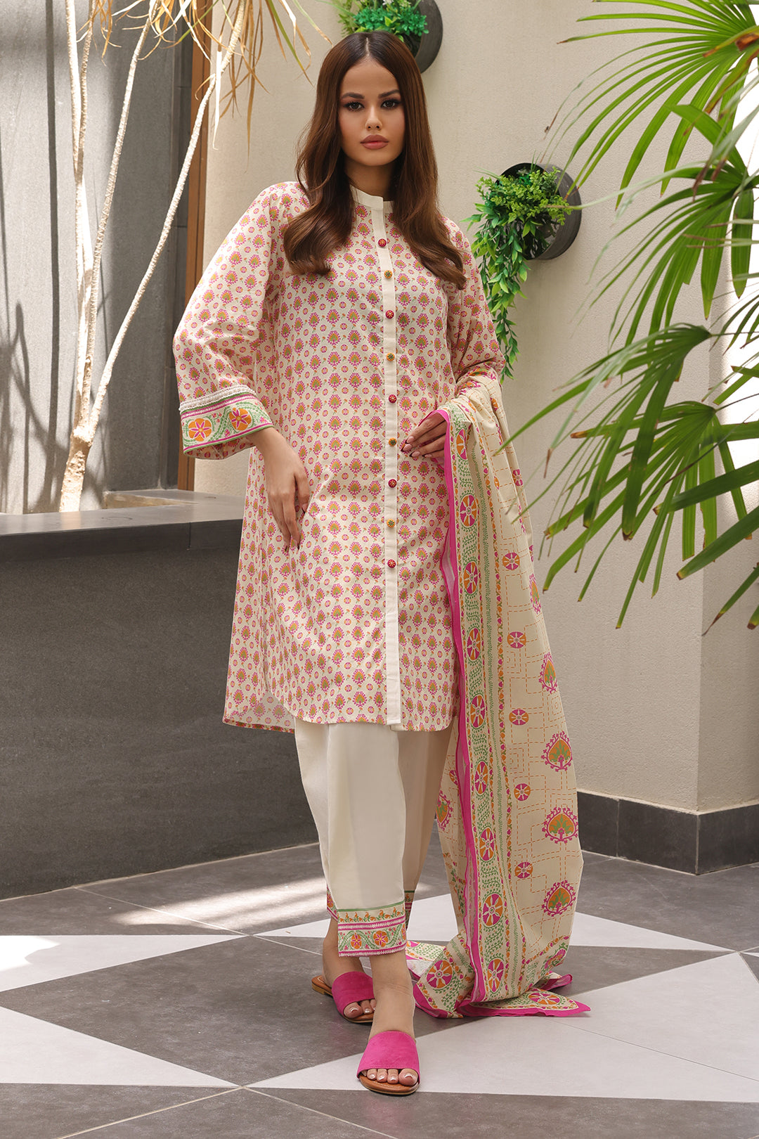 Zellbury | Unstitched 2 Piece Cambric | Shirt Dupatta - 0096 - House Of Zarish