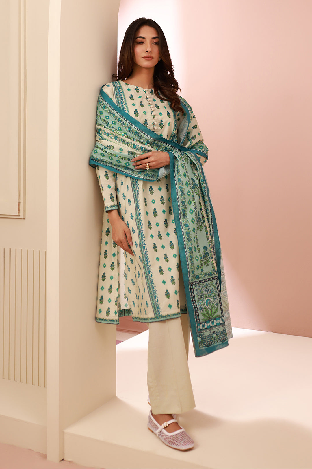 Zellbury | Unstitched 2 Piece Cambric | Shirt Dupatta - 0606 - House Of Zarish
