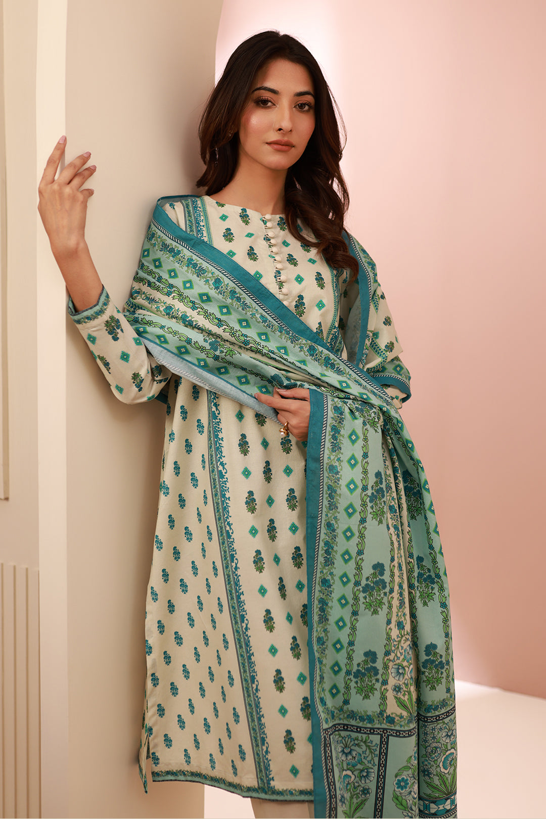 Zellbury | Unstitched 2 Piece Cambric | Shirt Dupatta - 0606 - House Of Zarish