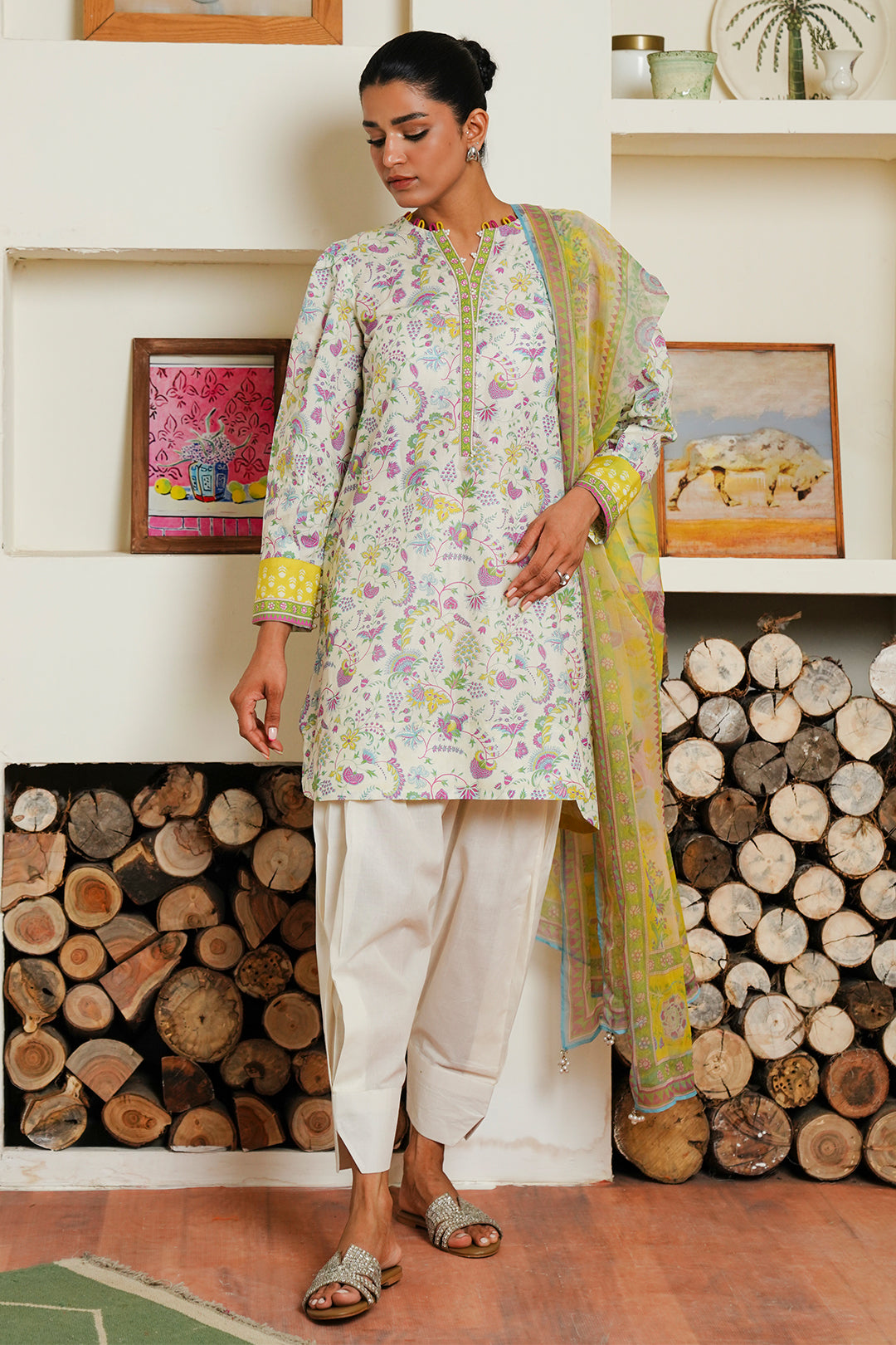 Zellbury | Unstitched 3 Piece Cambric | Shirt Shalwar Dupatta - 0032 - House Of Zarish