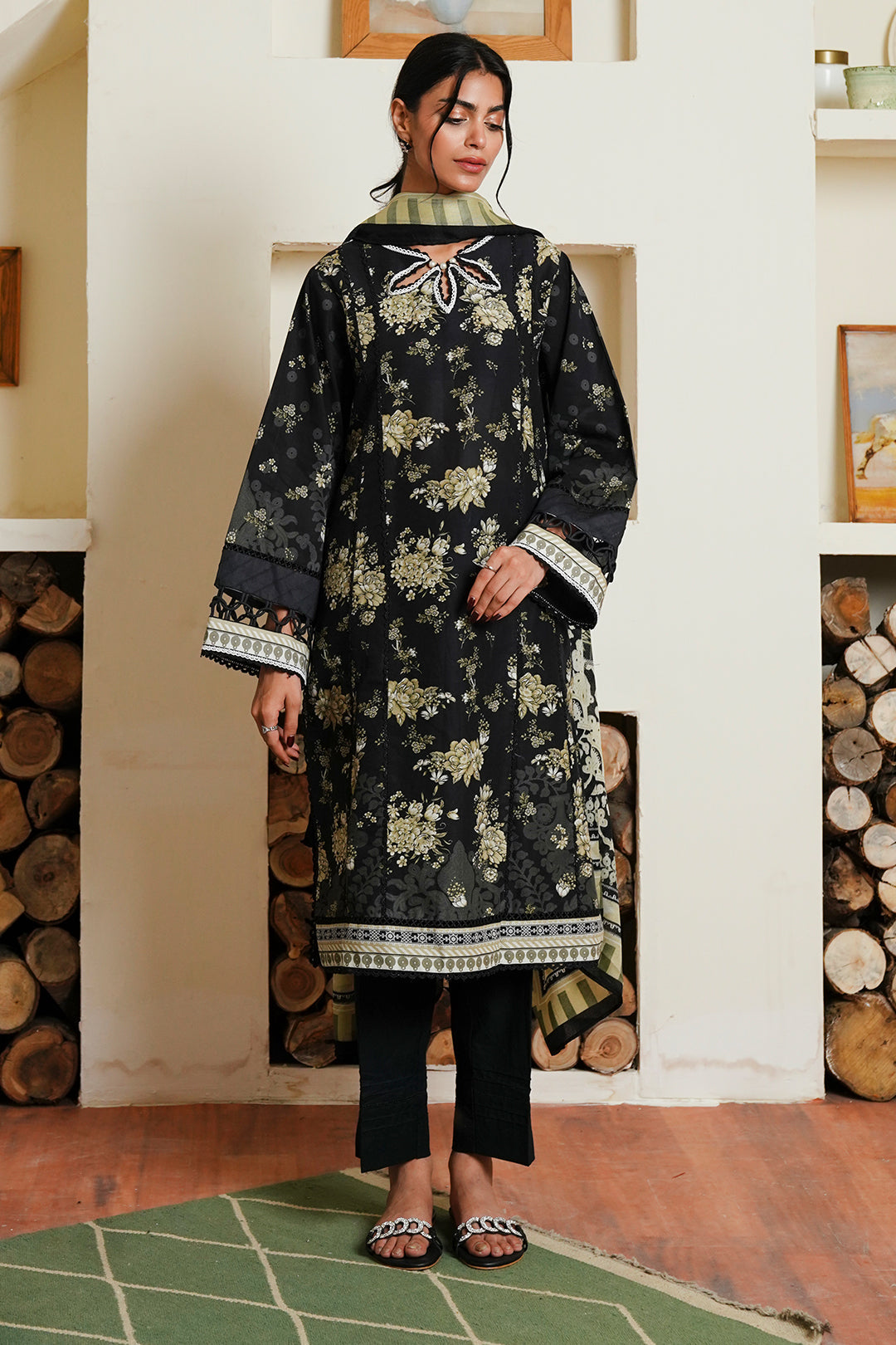 Zellbury | Unstitched 3 Piece Cambric | Shirt Shalwar Dupatta - 0036 - House Of Zarish