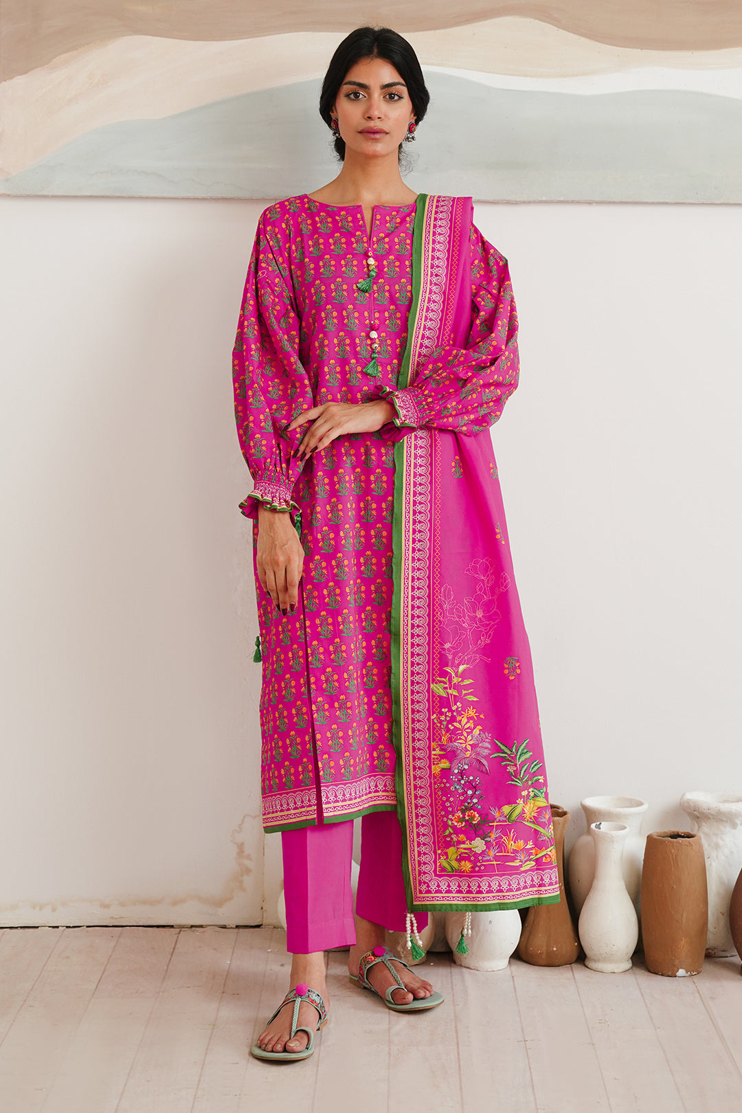 Zellbury | Unstitched 3 Piece Cambric | Shirt Shalwar Dupatta - 0037 - House Of Zarish