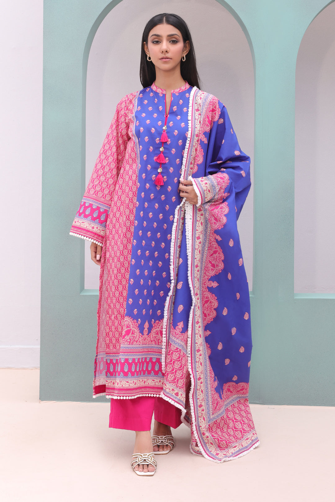 Zellbury | Unstitched 3 Piece Cambric | Shirt Shalwar Dupatta - 0038 - House Of Zarish