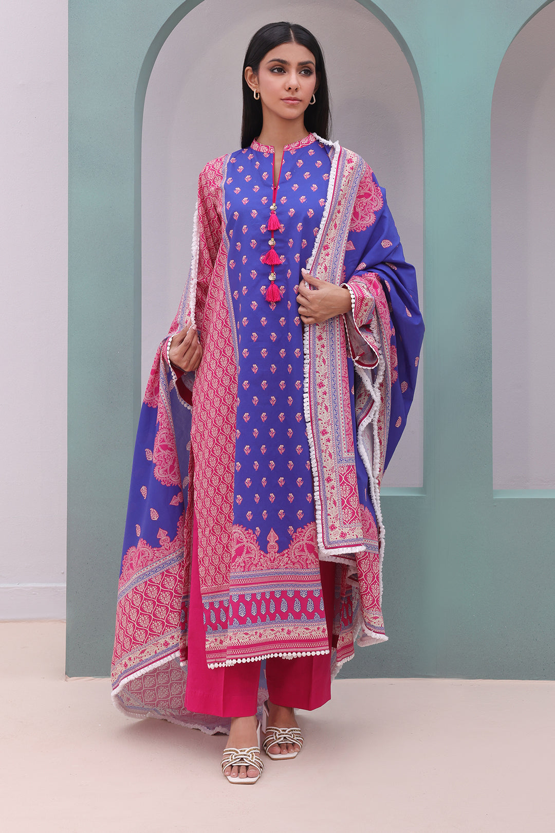 Zellbury | Unstitched 3 Piece Cambric | Shirt Shalwar Dupatta - 0038 - House Of Zarish
