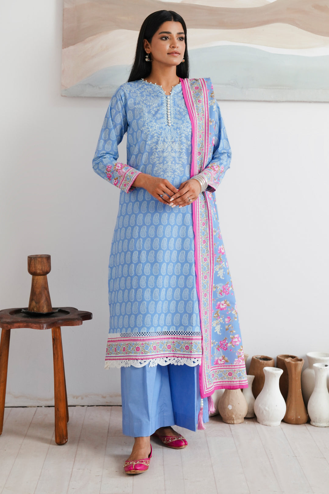 Zellbury | Unstitched 3 Piece Cambric | Shirt Shalwar Dupatta - 0039 - House Of Zarish