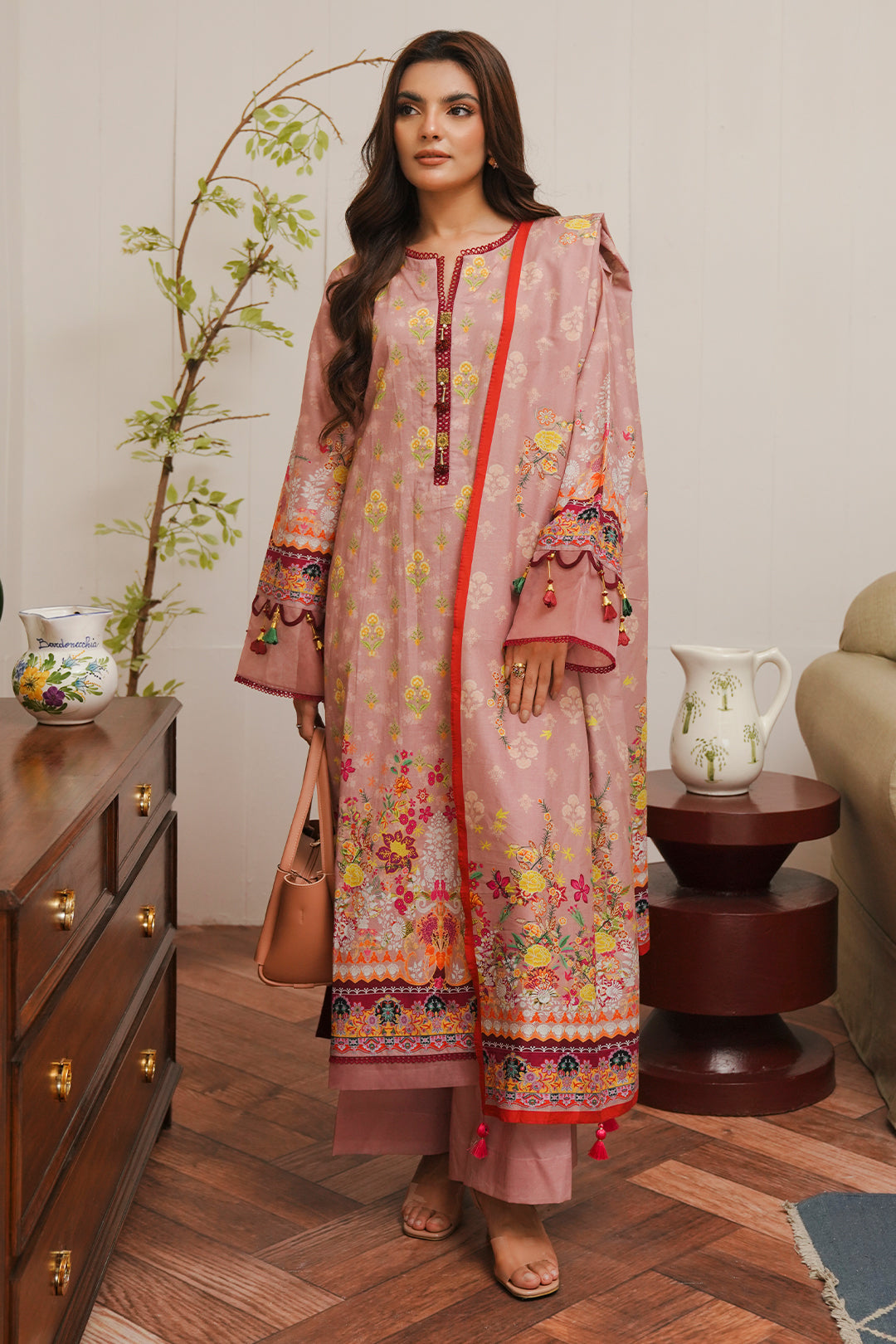 Zellbury | Unstitched 3 Piece Cambric | Shirt Shalwar Dupatta - 0041 - House Of Zarish