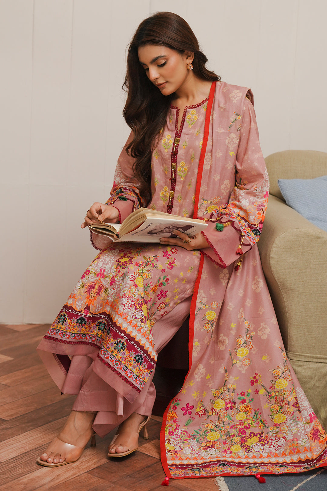 Zellbury | Unstitched 3 Piece Cambric | Shirt Shalwar Dupatta - 0041 - House Of Zarish