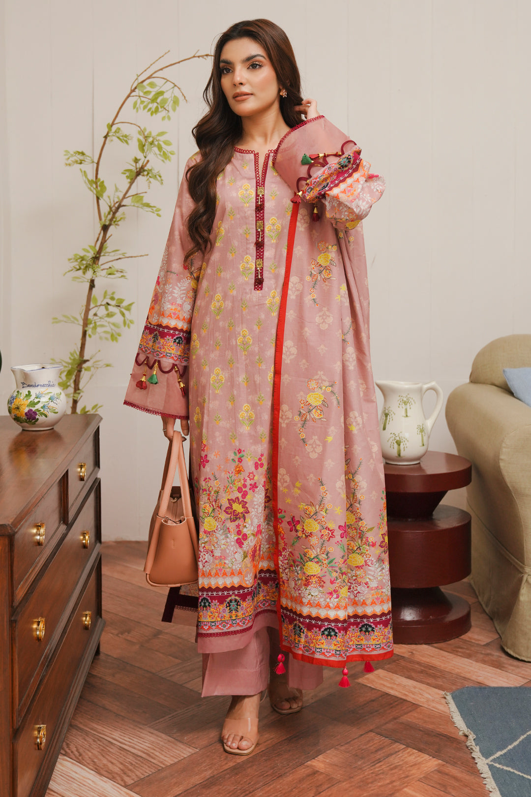 Zellbury | Unstitched 3 Piece Cambric | Shirt Shalwar Dupatta - 0041 - House Of Zarish