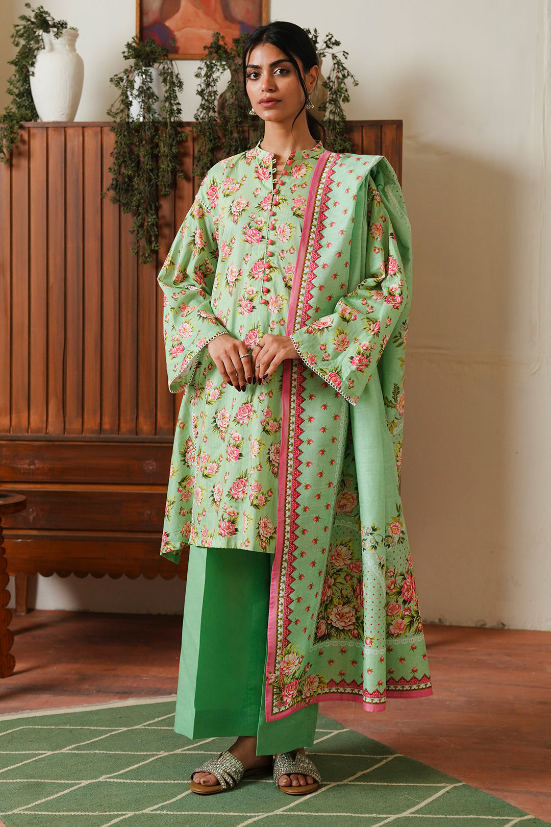 Zellbury | Unstitched 3 Piece Cambric | Shirt Shalwar Dupatta - 0048 - House Of Zarish