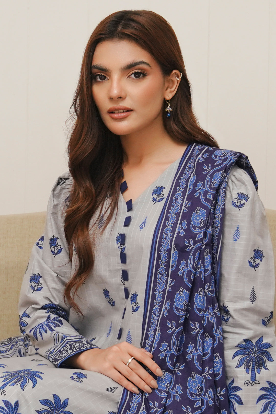 Zellbury | Unstitched 3 Piece Cambric | Shirt Shalwar Dupatta - 0056 - House Of Zarish