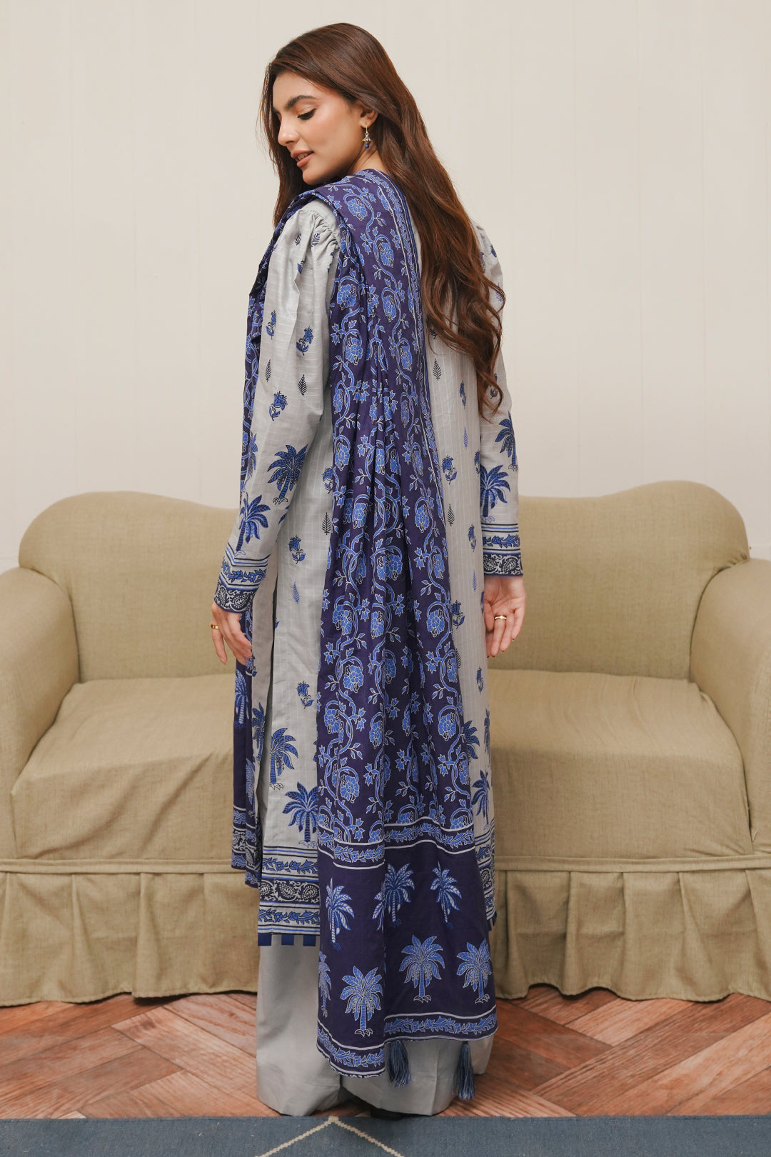 Zellbury | Unstitched 3 Piece Cambric | Shirt Shalwar Dupatta - 0056 - House Of Zarish