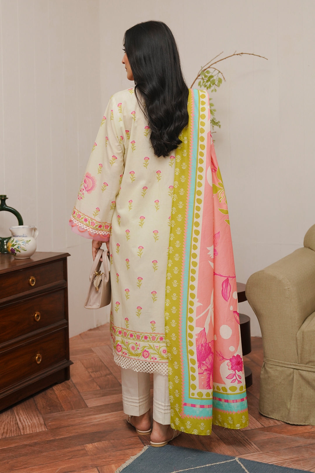 Zellbury | Unstitched 3 Piece Cambric | Shirt Shalwar Dupatta - 0057 - House Of Zarish