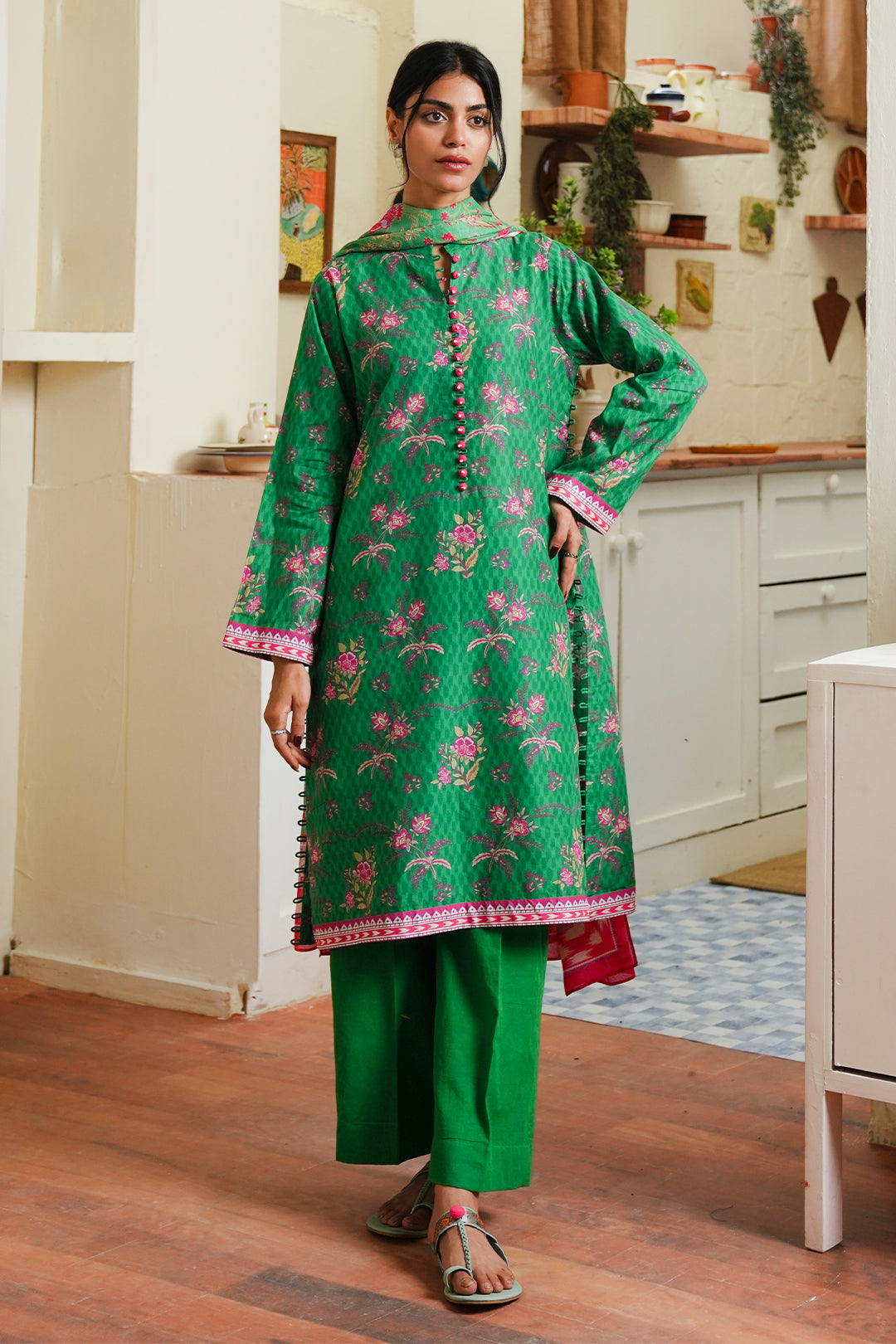 Zellbury | Unstitched 3 Piece Cambric | Shirt Shalwar Dupatta - 0118 - House Of Zarish