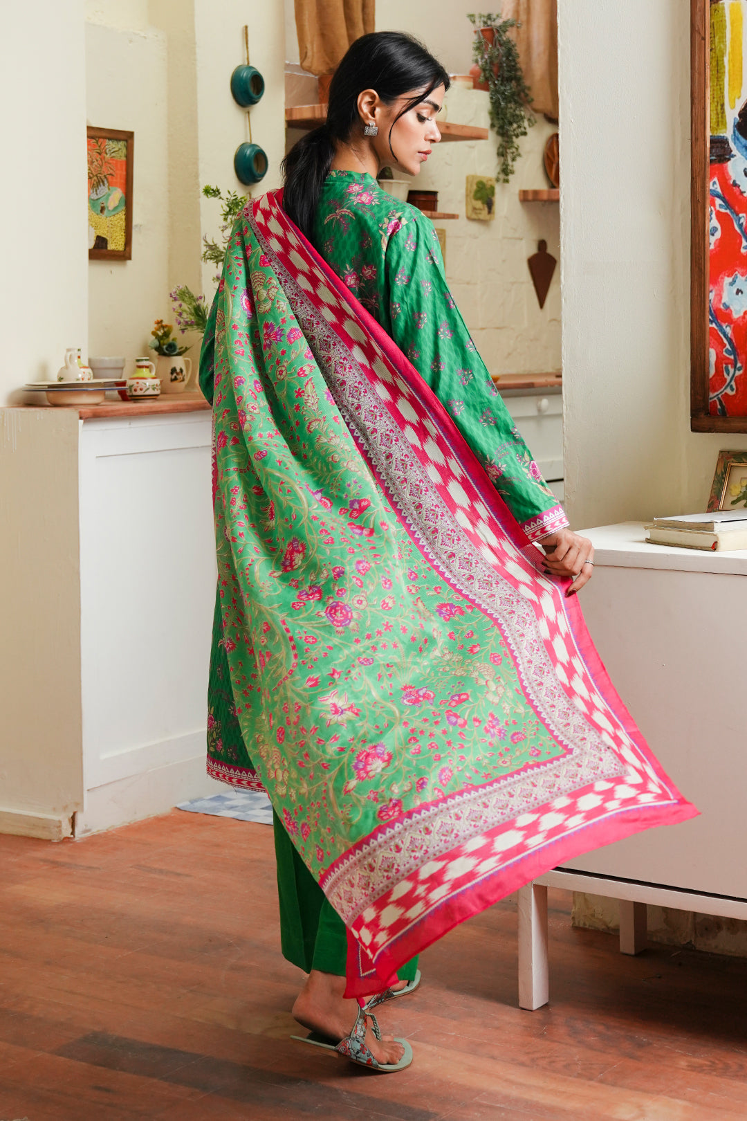 Zellbury | Unstitched 3 Piece Cambric | Shirt Shalwar Dupatta - 0118 - House Of Zarish