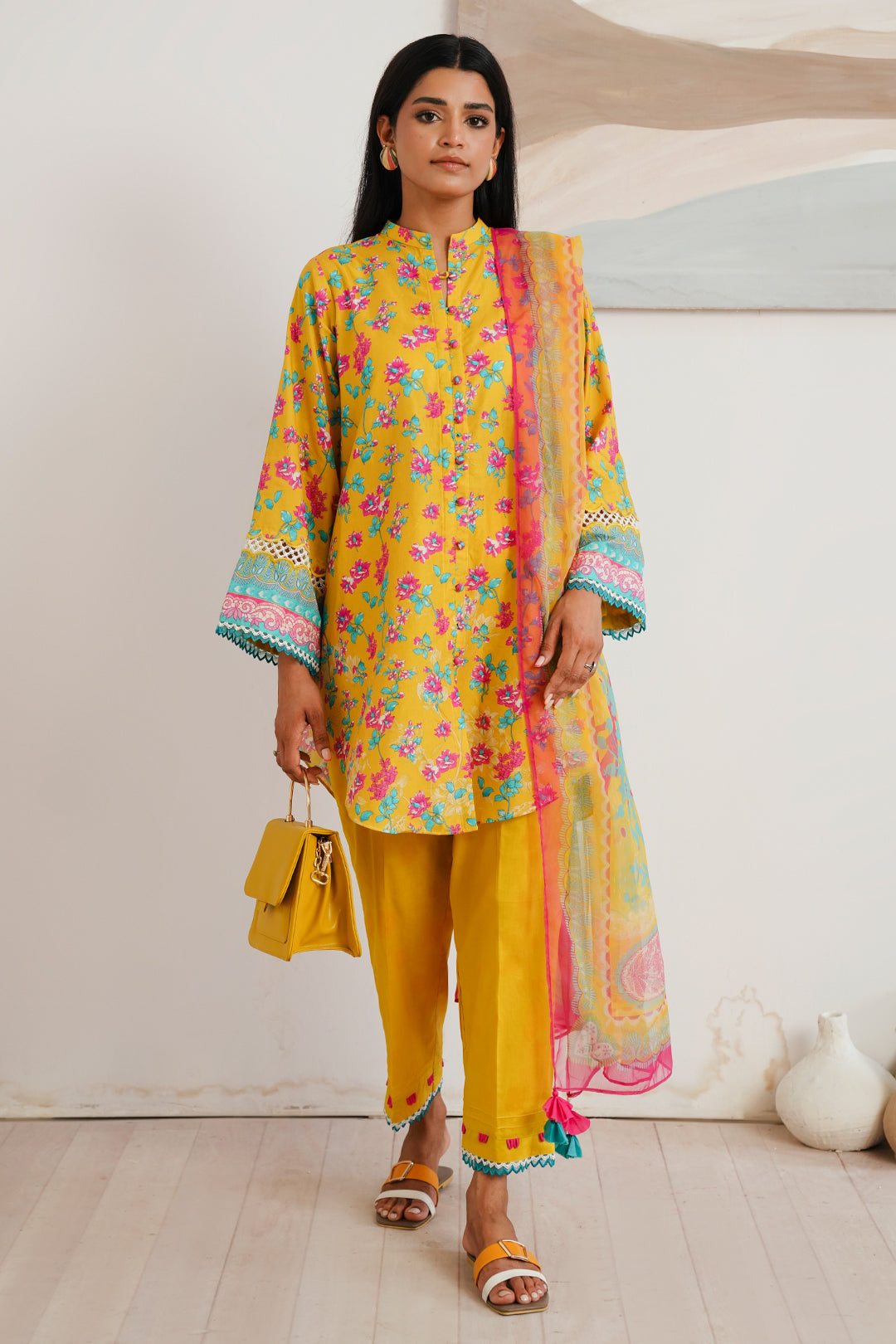 Zellbury | Unstitched 3 Piece Cambric | Shirt Shalwar Dupatta - 0120 - House Of Zarish