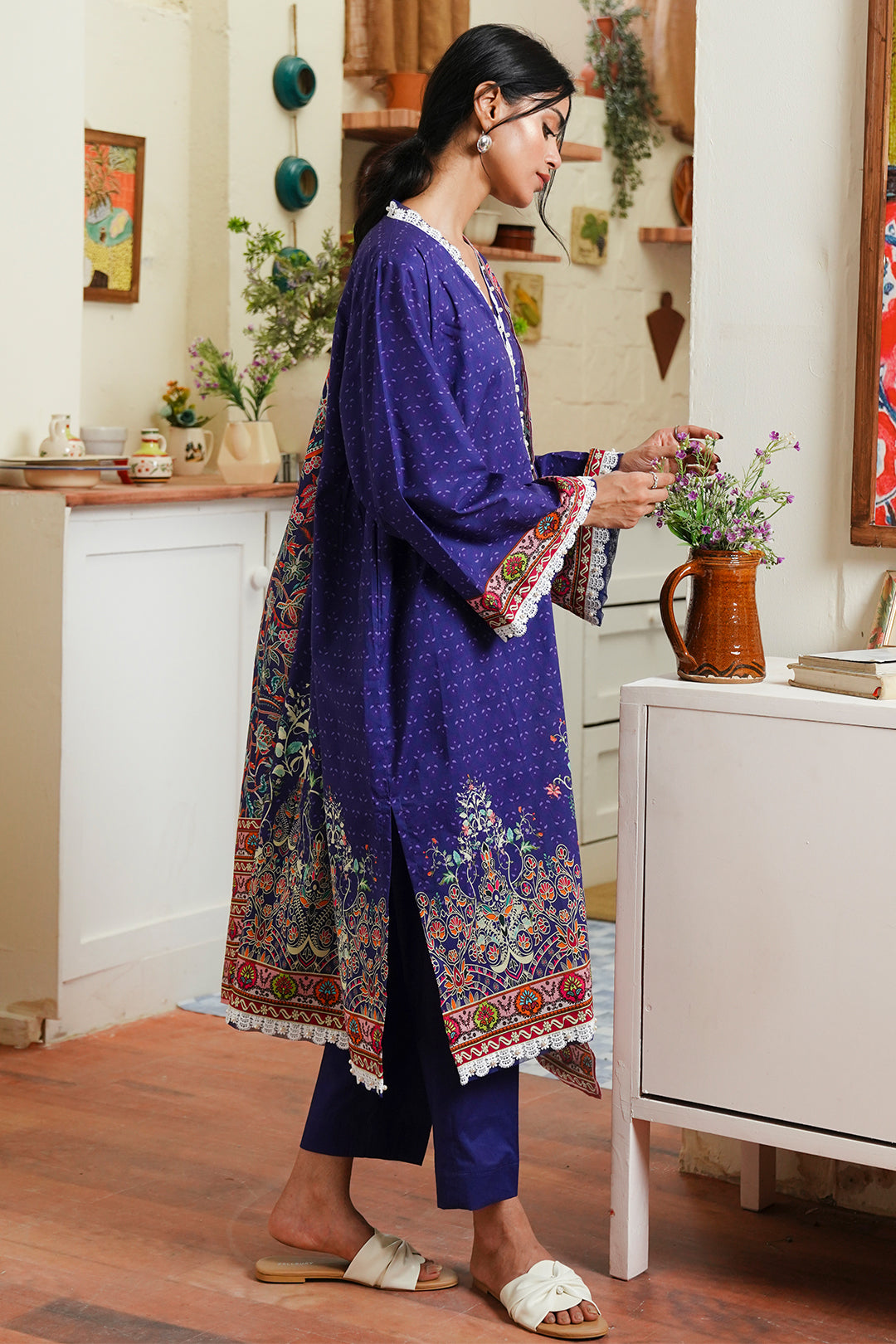 Zellbury | Unstitched 3 Piece Cambric | Shirt Shalwar Dupatta - 0121 - House Of Zarish
