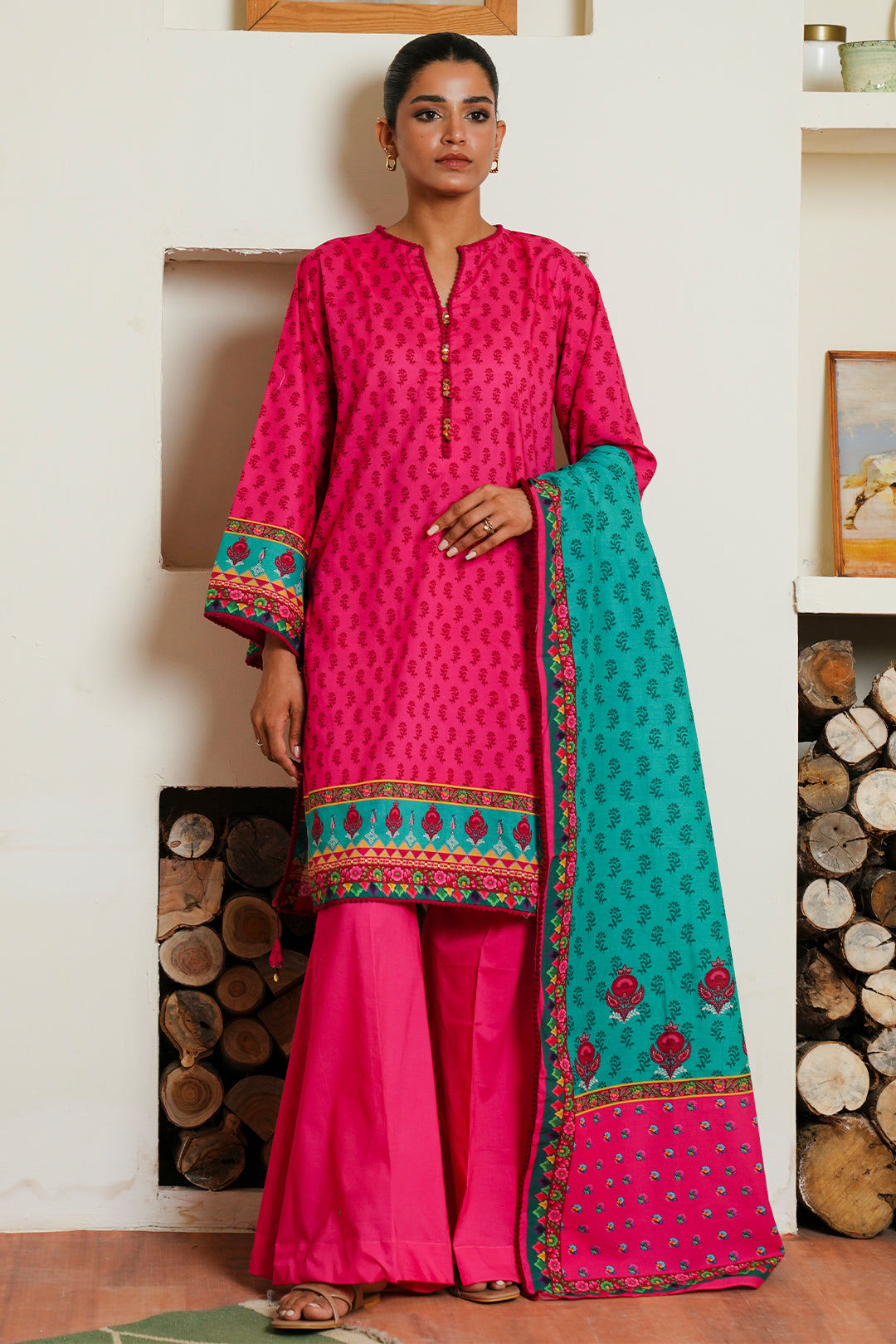 Zellbury | Unstitched 3 Piece Cambric | Shirt Shalwar Dupatta - 0123 - House Of Zarish