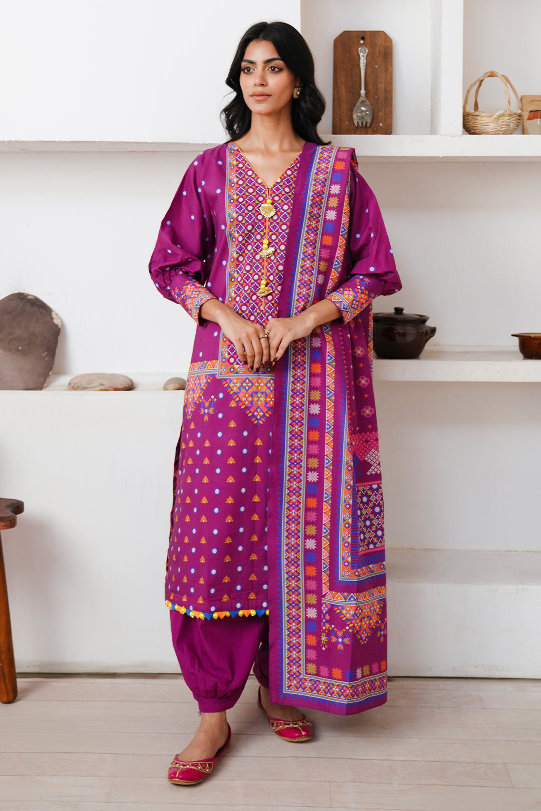 Zellbury | Unstitched 3 Piece Cambric | Shirt Shalwar Dupatta - 0124 - House Of Zarish