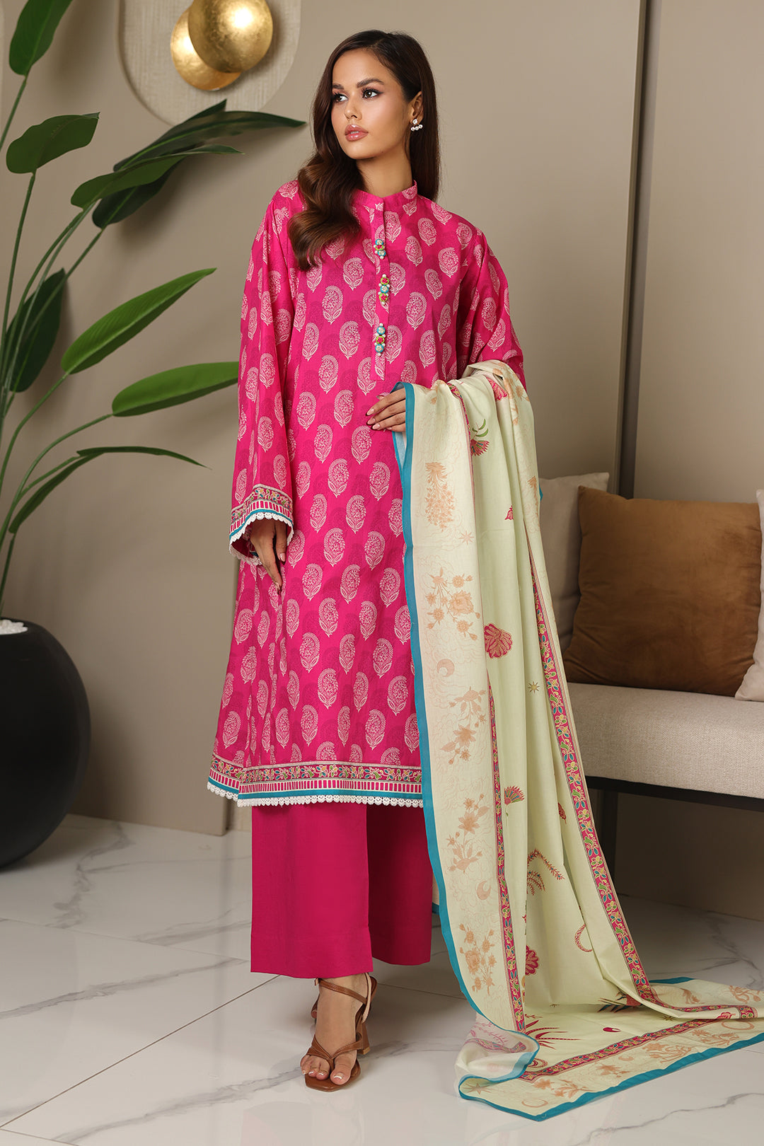 Zellbury | Unstitched 3 Piece Cambric | Shirt Shalwar Dupatta - 0129 - House Of Zarish