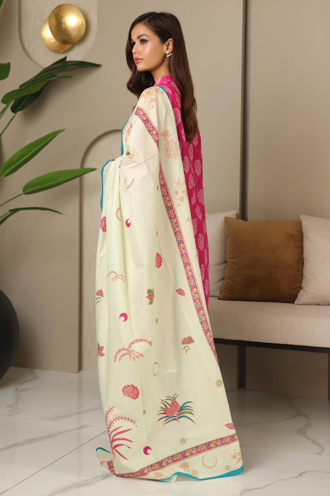 Zellbury | Unstitched 3 Piece Cambric | Shirt Shalwar Dupatta - 0129 - House Of Zarish