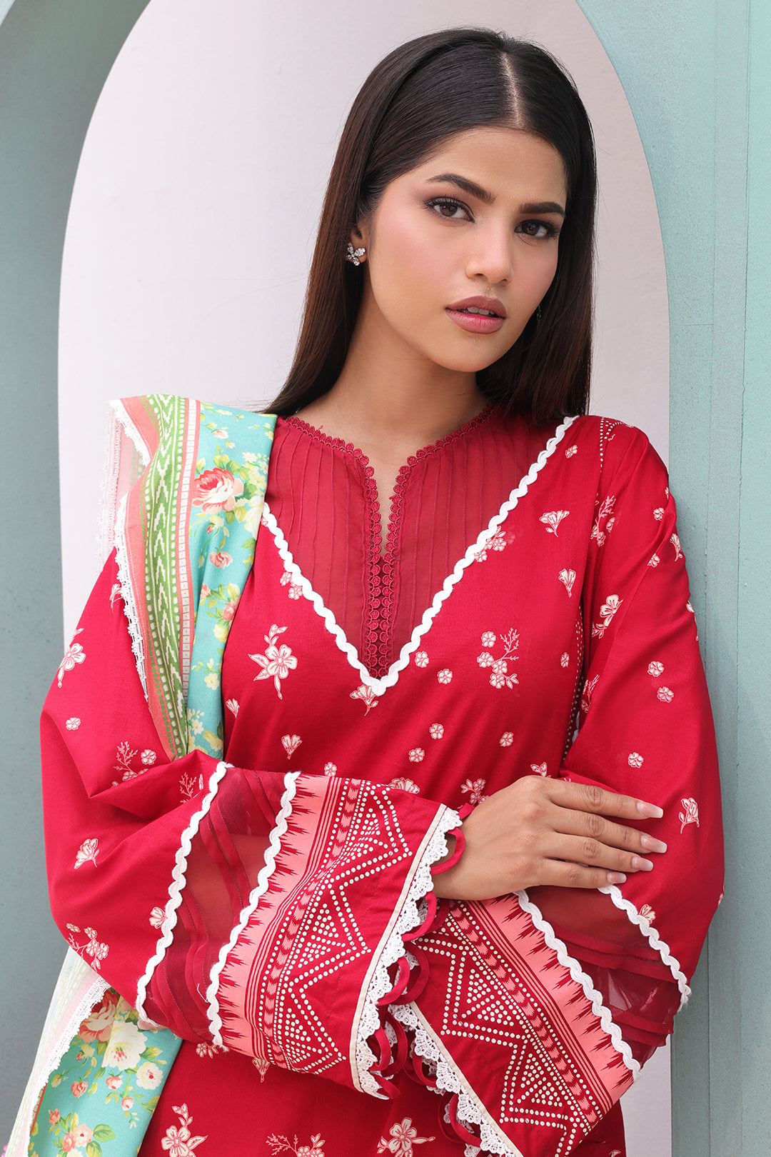 Zellbury | Unstitched 3 Piece Cambric | Shirt Shalwar Dupatta - 0136 - House Of Zarish