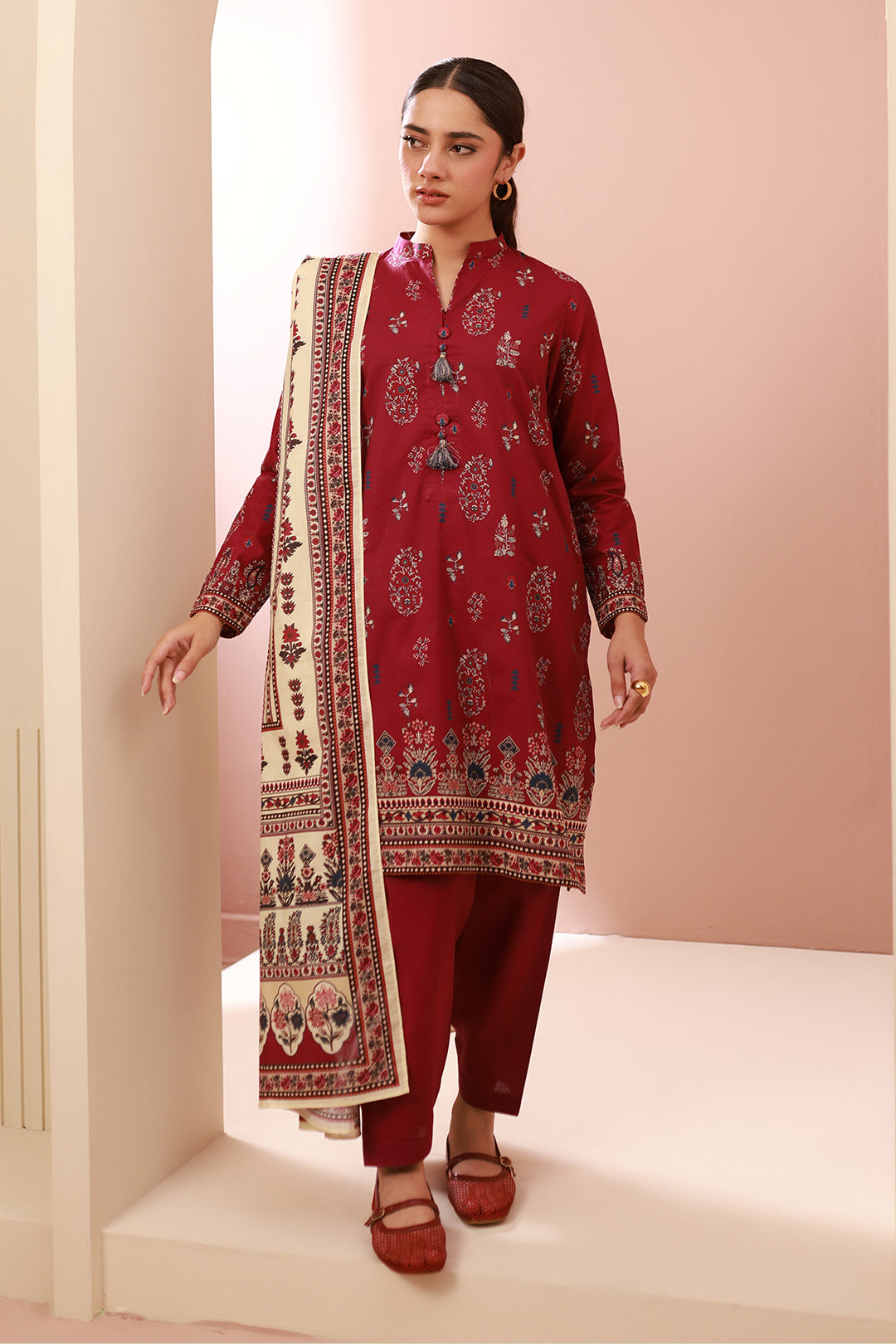 Zellbury | Unstitched 3 Piece Cambric | Shirt Shalwar Dupatta - 0625 - House Of Zarish
