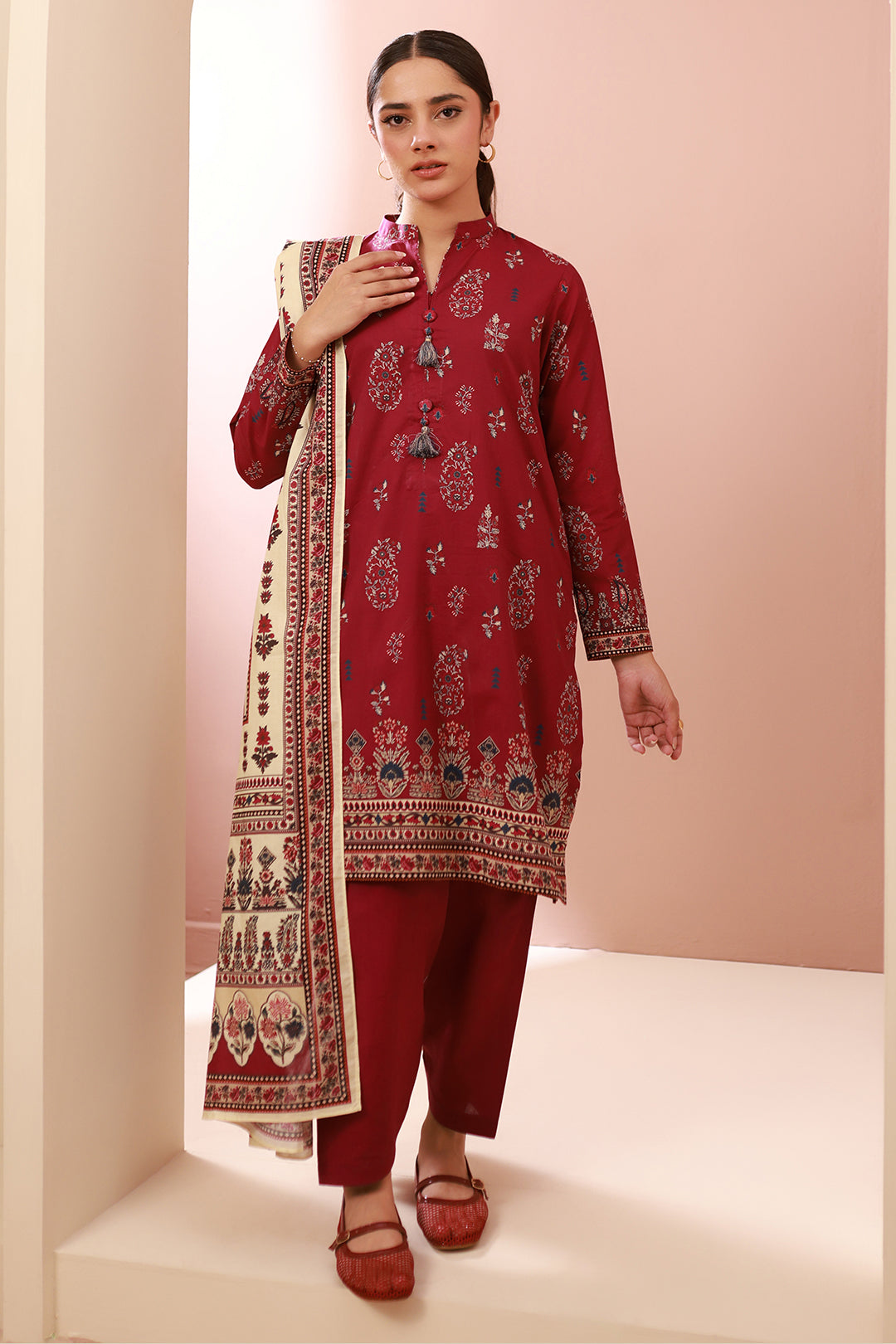 Zellbury | Unstitched 3 Piece Cambric | Shirt Shalwar Dupatta - 0625 - House Of Zarish