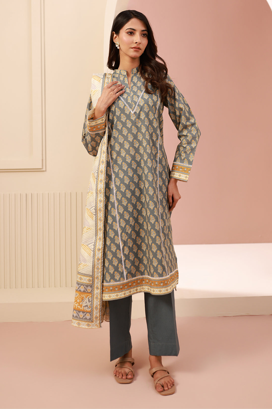 Zellbury | Unstitched 3 Piece Cambric | Shirt Shalwar Dupatta - 0626 - House Of Zarish